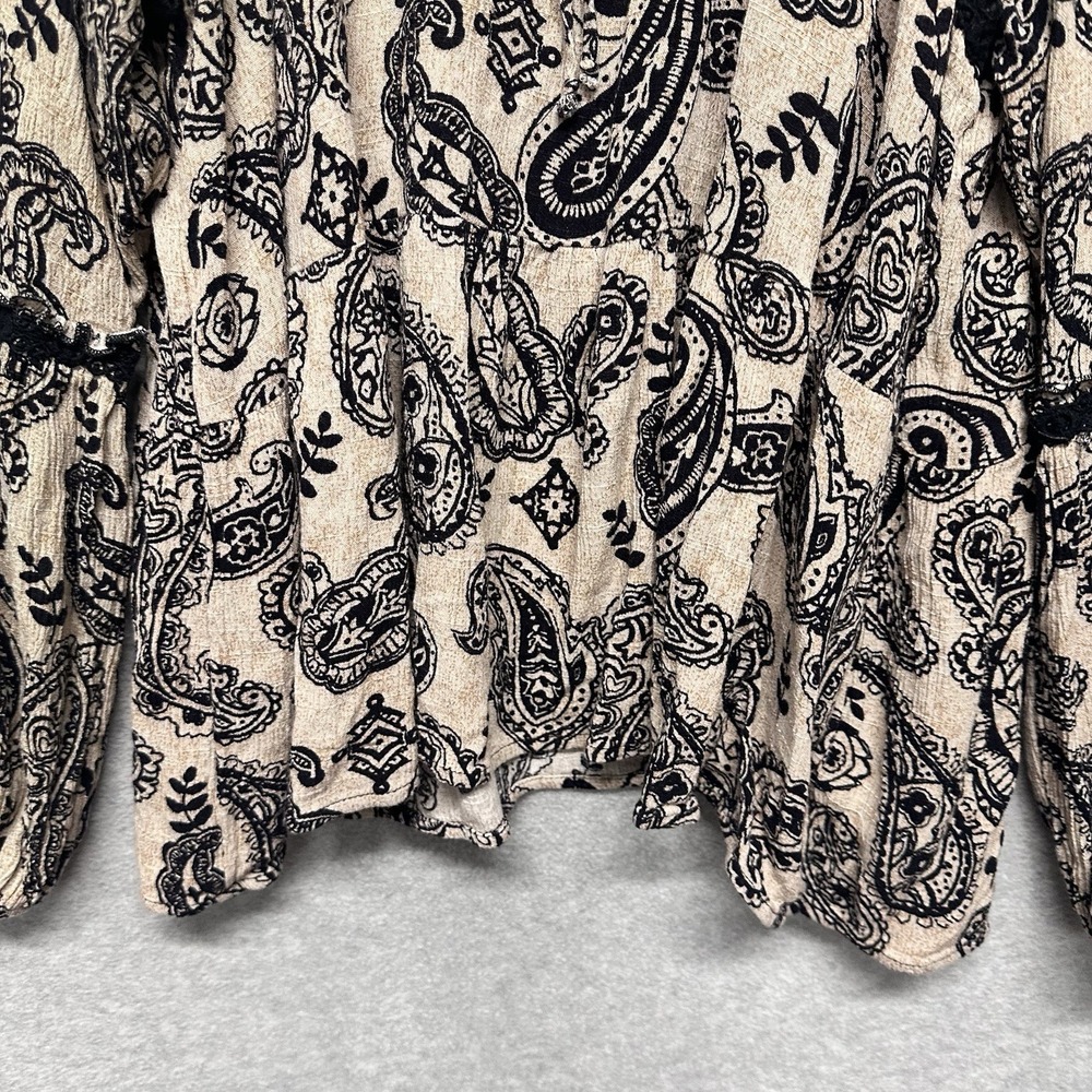 Knox Rose Womens Blouse Size XXL Brown Paisley Boho Long Sleeves Baby Doll Top - Picture 5 of 9